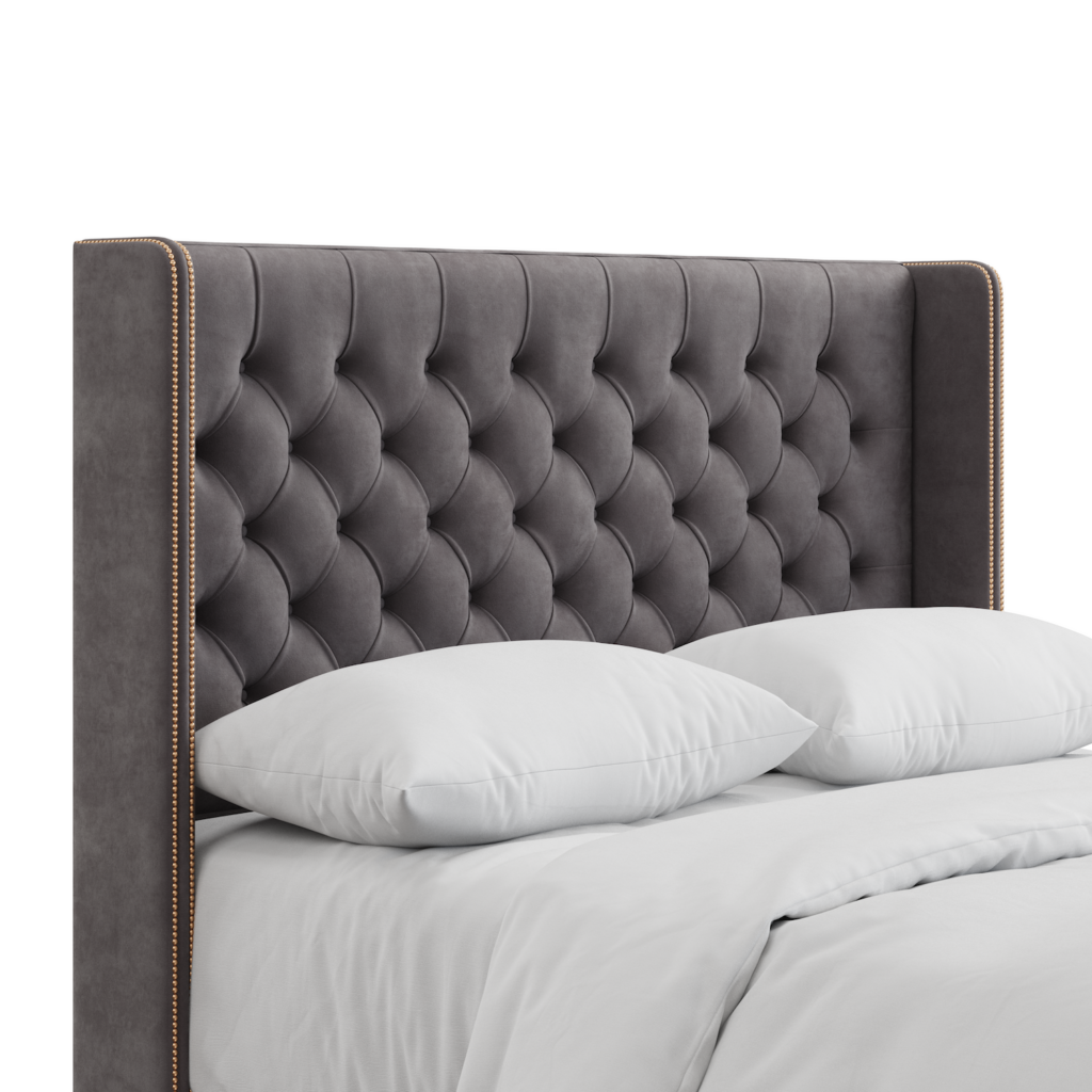 Elle Chesterfield Wing Standing Headboard Studs Bedworld