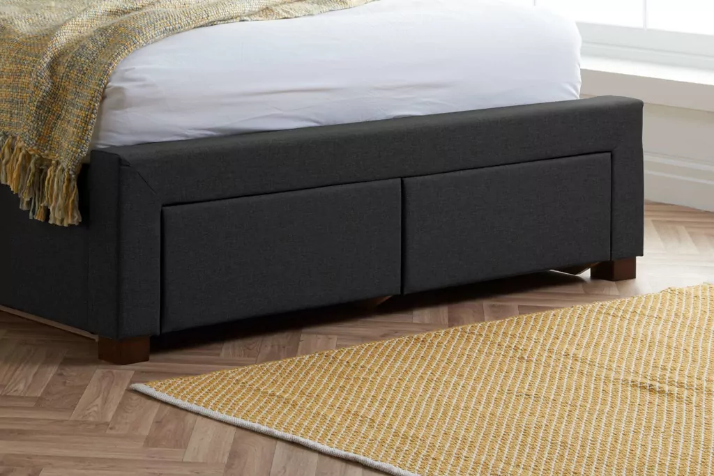Birlea Valentino Charcoal Fabric Bed Frame with Drawers - Image 3