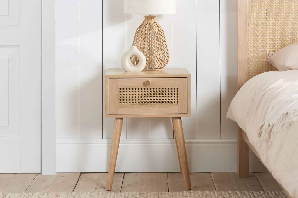 Birlea Croxley Rattan Oak 1 Drawer Bedside - Image 3