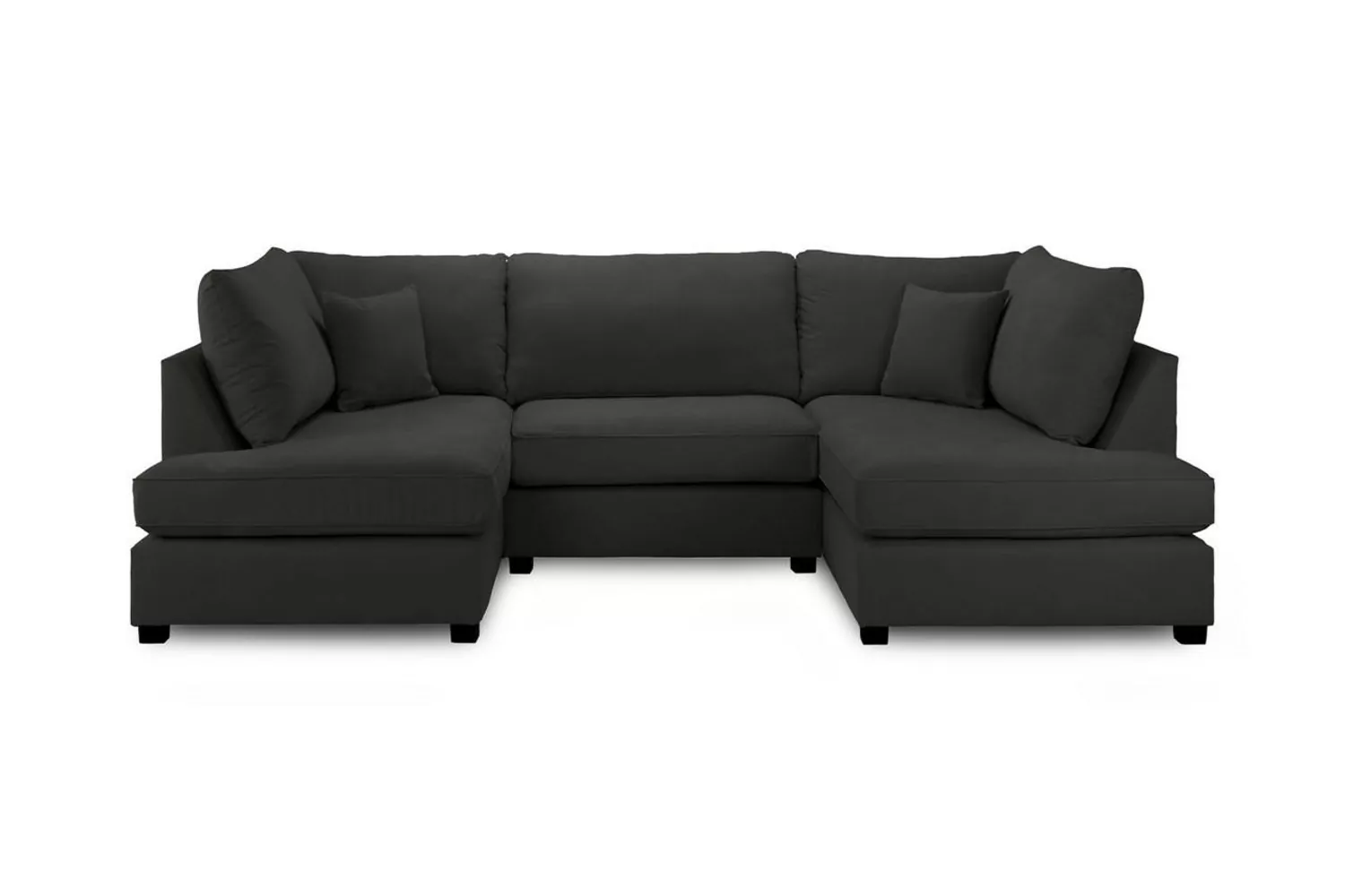 Carnaby Black U Shape Corner Sofa Including Footstool - Image 3