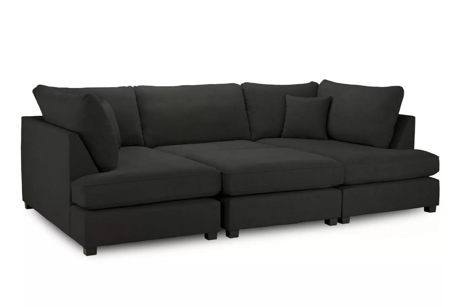 Carnaby Black U Shape Corner Sofa Including Footstool - Image 4