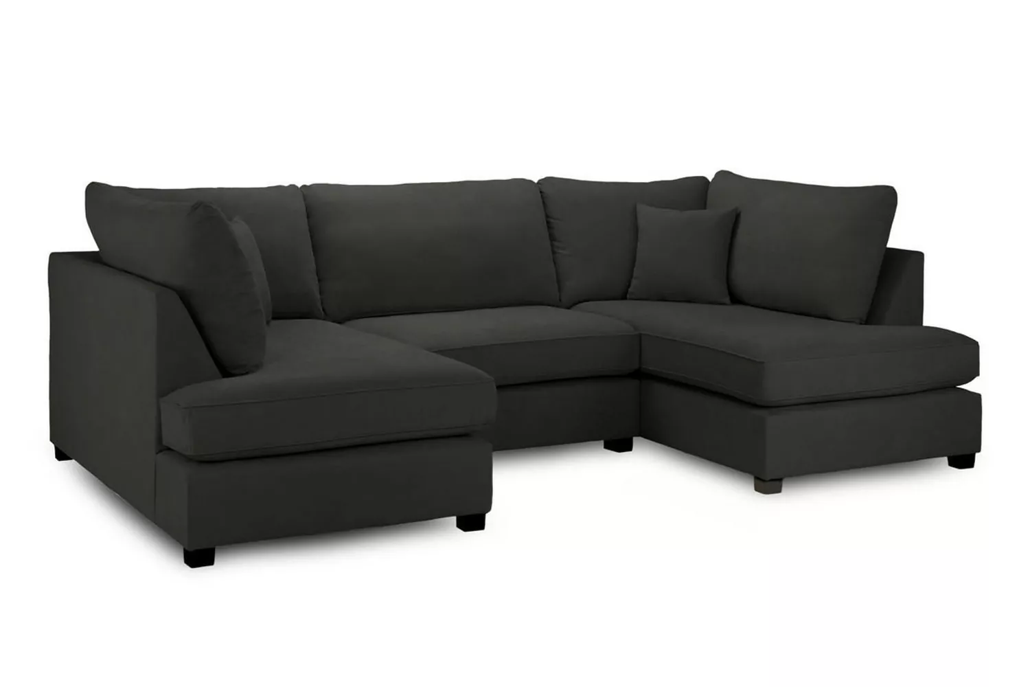 Carnaby Black U Shape Corner Sofa Including Footstool - Image 2