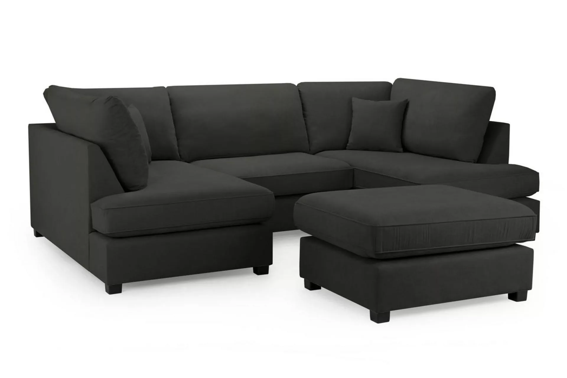 Carnaby Black U Shape Corner Sofa Including Footstool