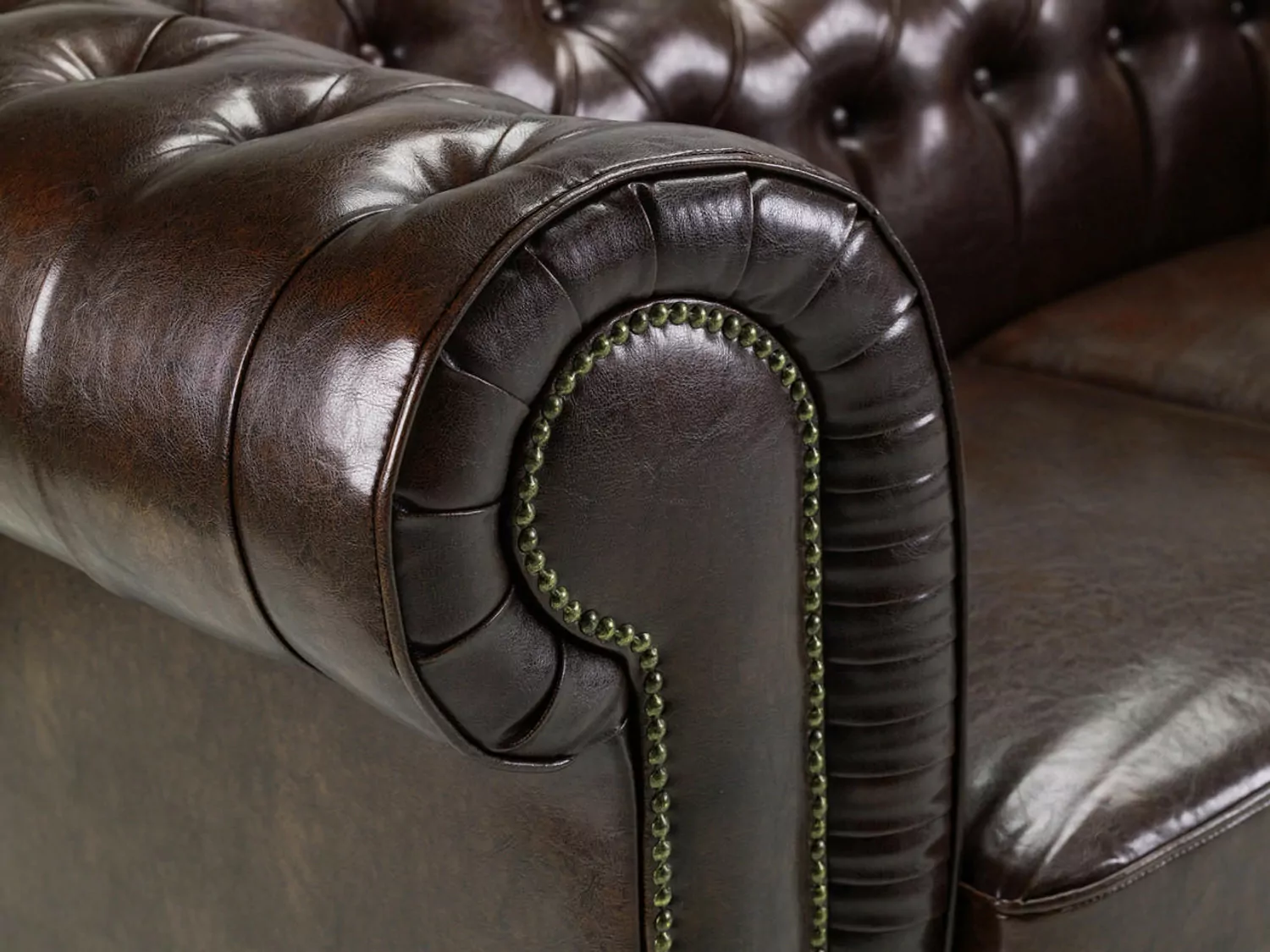 Chesterfield Antique Brown Armchair Sofa (Copy) - Image 5