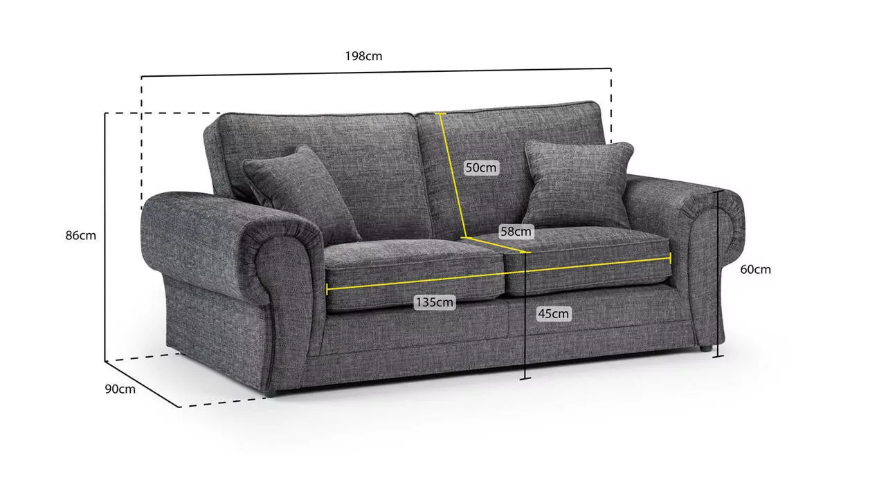 Wilcot Grey 3 Seater Sofa - Image 7