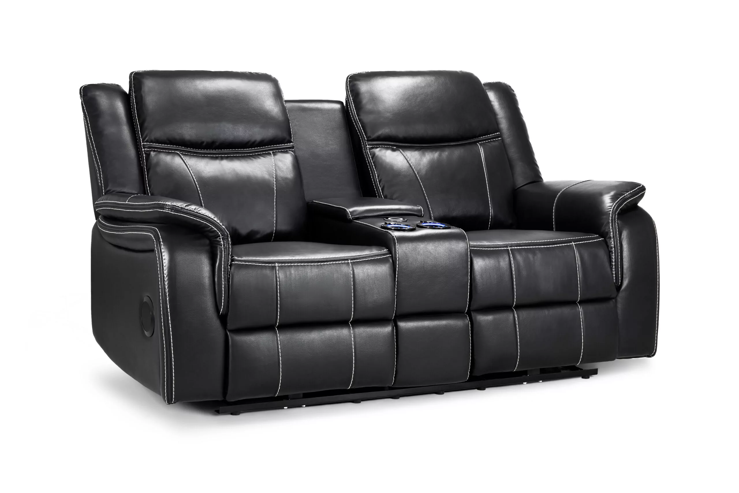 Galaxy Tech Recliner Black 2 Seater Sofa