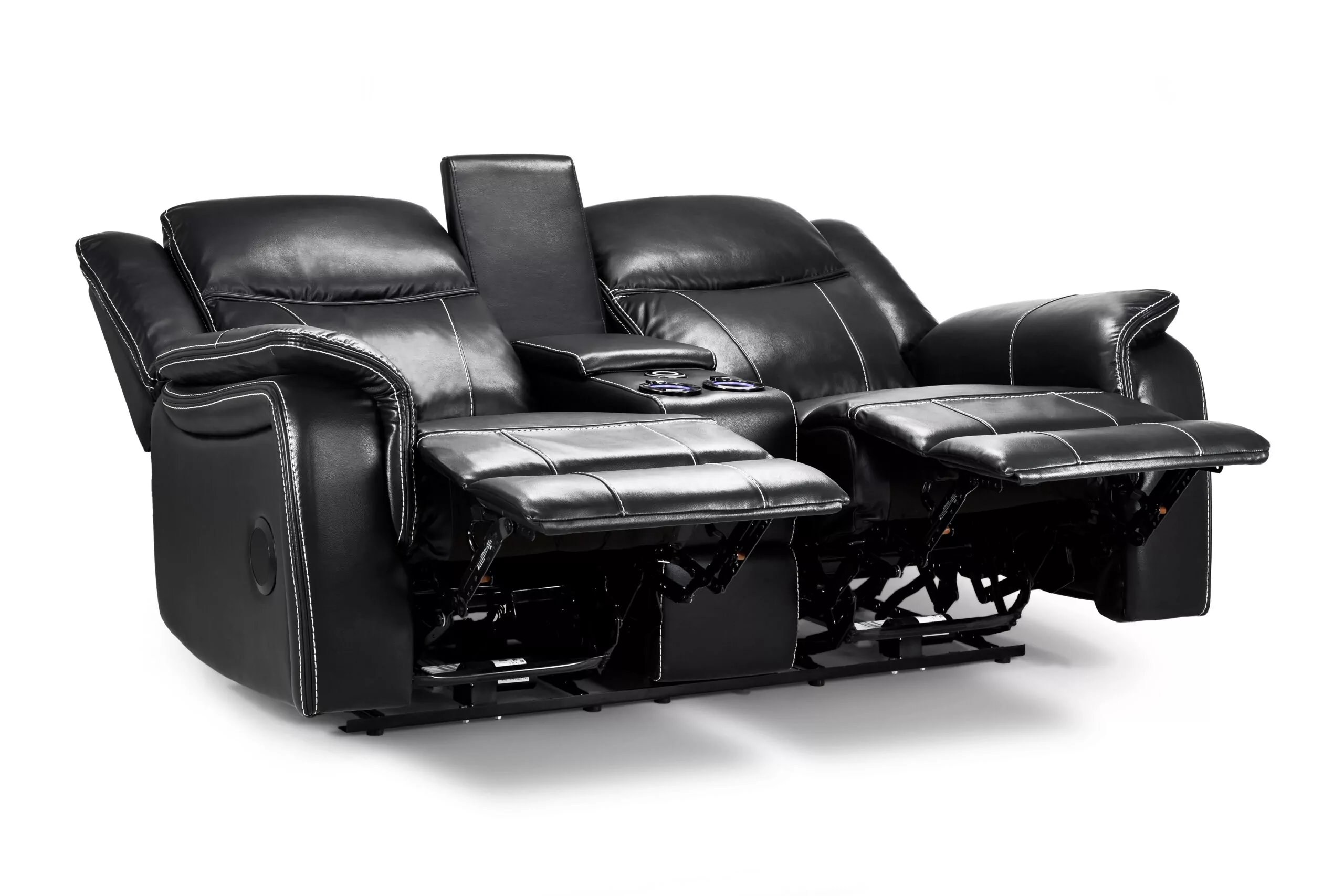 Galaxy Tech Recliner Black 2 Seater Sofa - Image 3