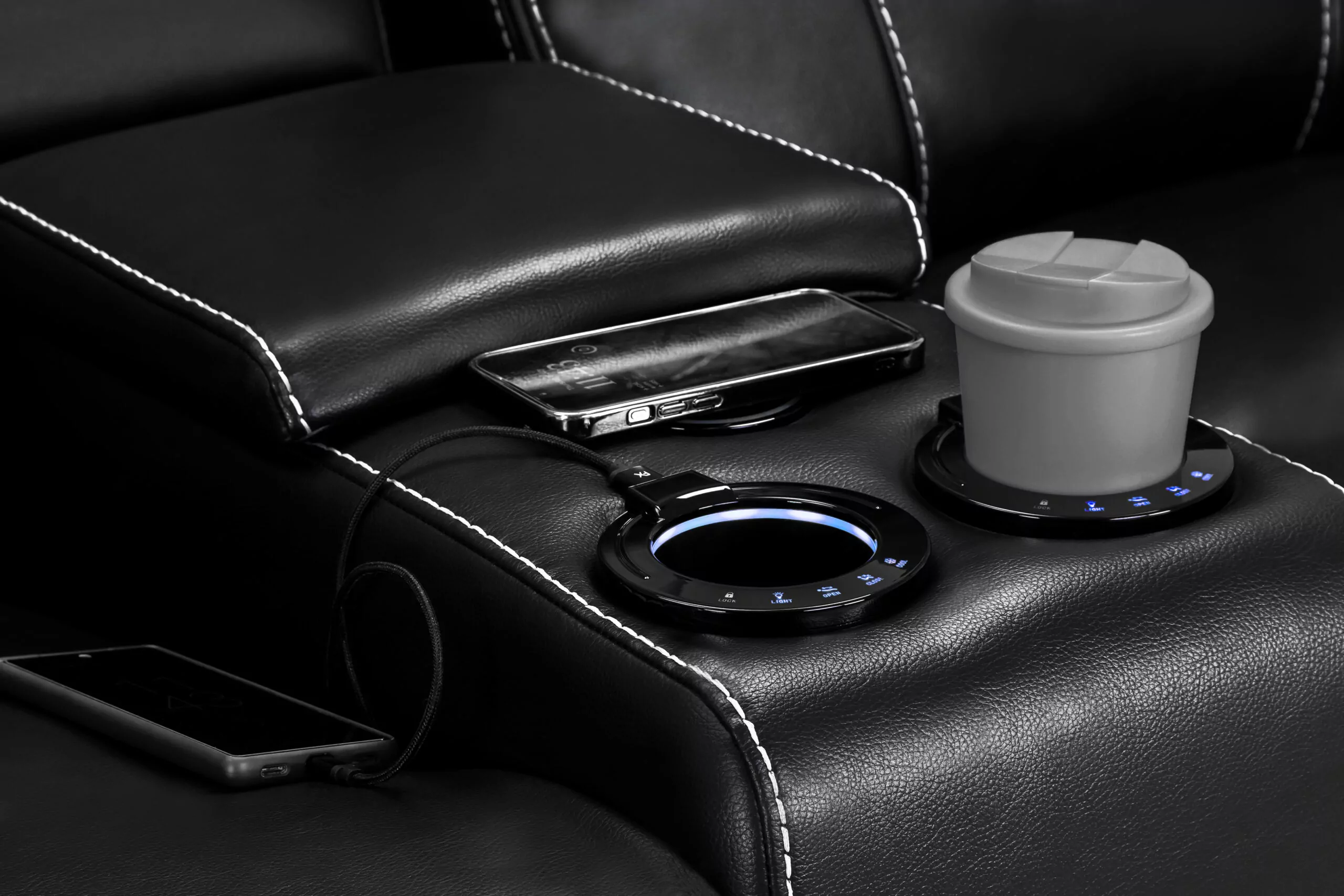 Galaxy Tech Recliner Black 2 Seater Sofa - Image 7
