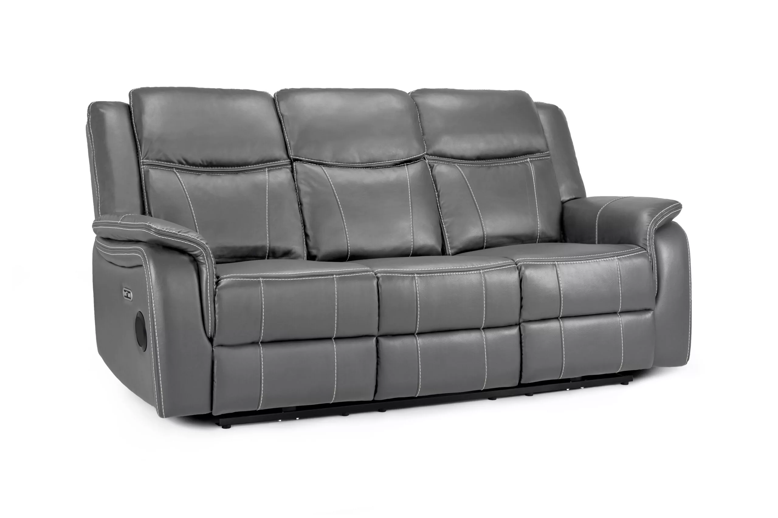 Galaxy Tech Recliner Grey 3 Seater Sofa