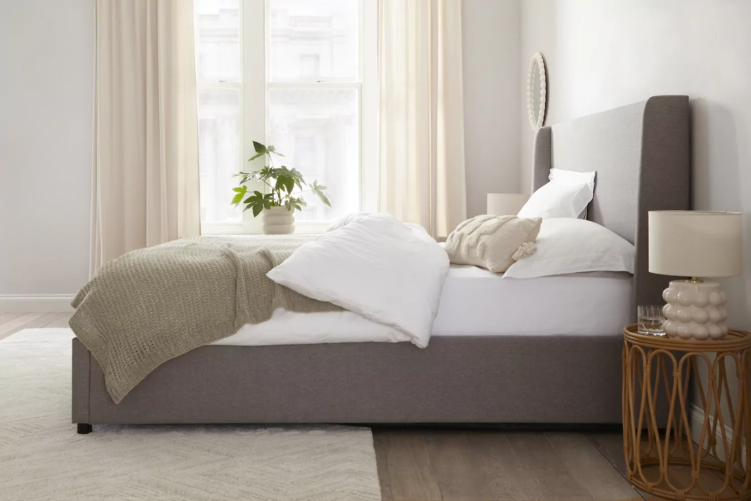 Bali Ottoman Storage Bed Frame Light Grey
