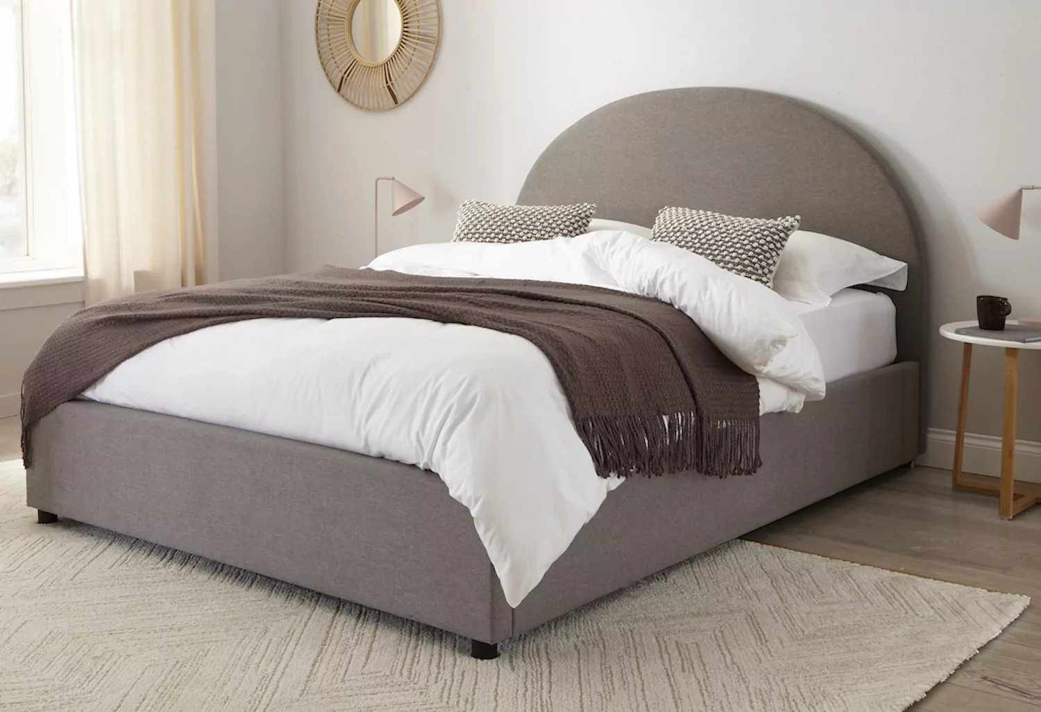 Madrid Fabric Ottoman Storage Bed Frame Light Grey