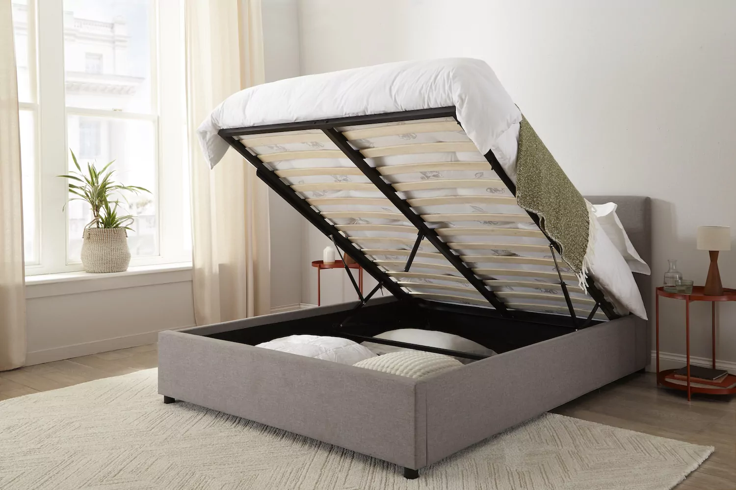 Tokyo Ottoman Storage Bed Frame Light Grey - Image 2
